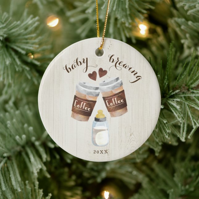 Baby Brewing Coffee, Beer & Baby Bottle Toast Cera Ceramic Ornament (Tree)