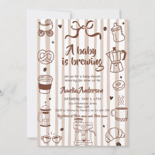 Baby Brewing Coffee Theme Latte Girl Baby Shower Invitation