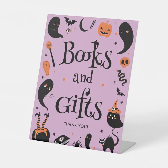 Baby Brewing Halloween Baby Shower Books & Gifts  Pedestal Sign (Front)