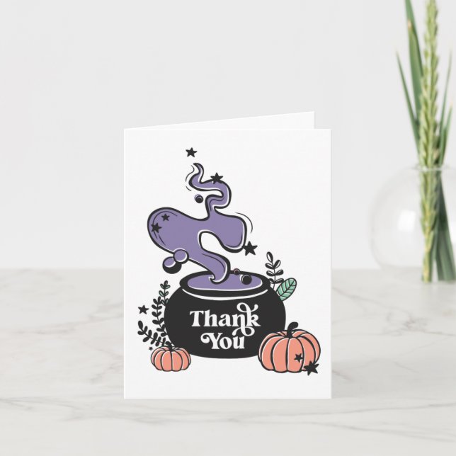 Baby Brewing Halloween Baby Shower Thank You Card (Front)