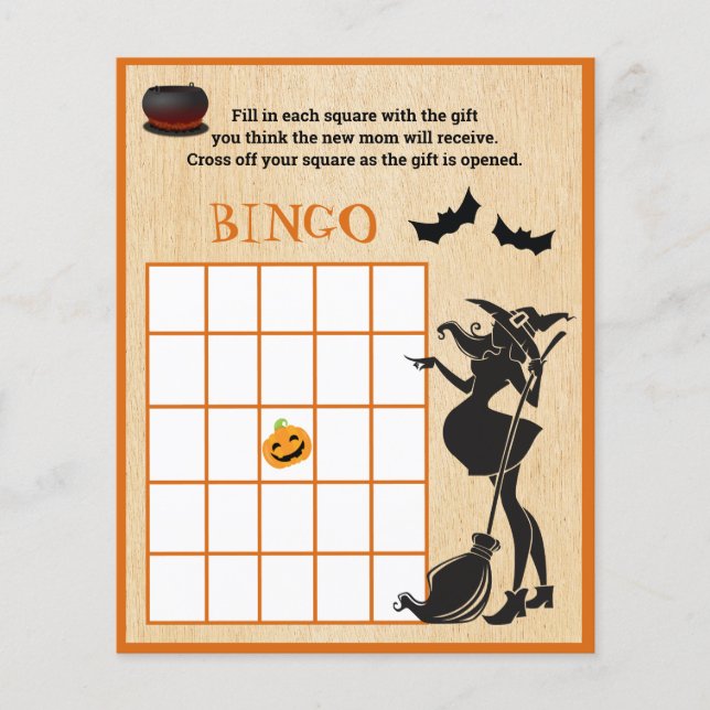 Baby Brewing Shower Halloween Witch Bingo Game  (Front)