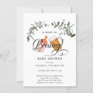 Baby Brewing   Watercolor Baby Shower  Invitation