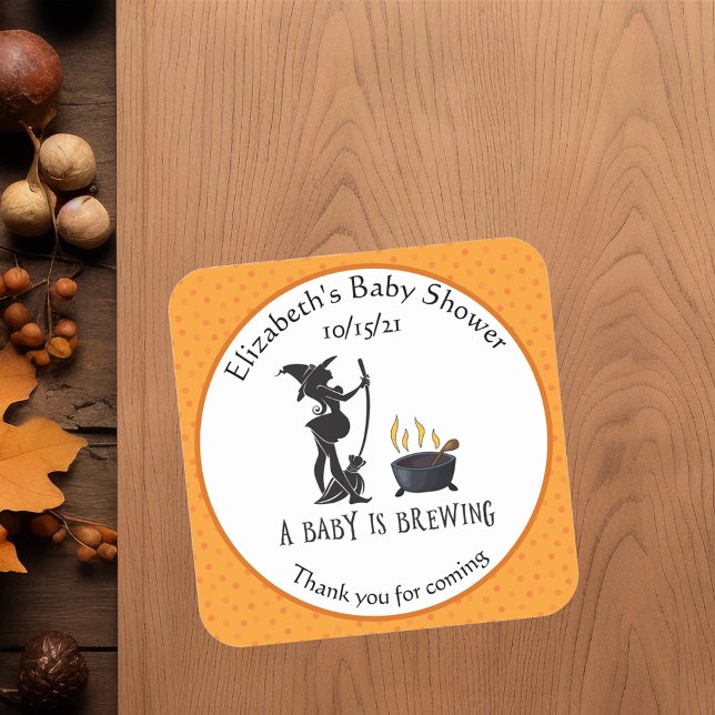 Baby Brewing Witch Shower Thank you Halloween Square Sticker (Creator Uploaded)