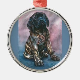 Baby Brindle Mastiff Metal Ornament