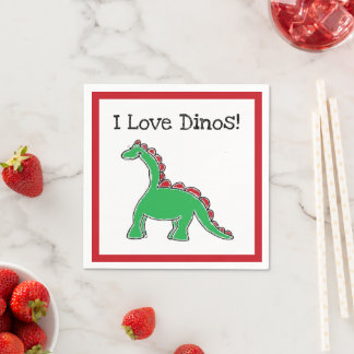 Baby Brontosaurus Cartoon Dinosaur Gear Napkin