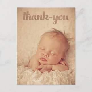 Baby Bronze Thank You Birth Announcement Photo Postcard
