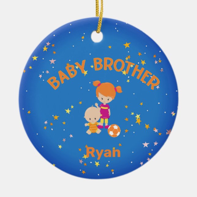 Baby Brother with Big Sister Personalised Ceramic Ornament (Front)