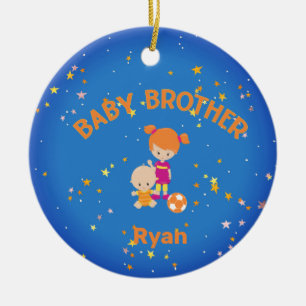 Baby Brother with Big Sister Personalized Ceramic Ornament