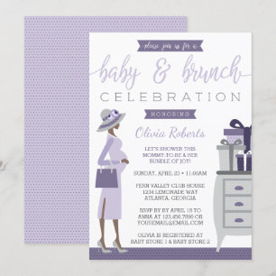 Baby & Bruch Baby Shower Invitation, Purple, Grey Invitation