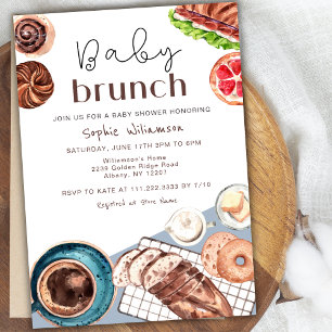 Baby Brunch Bakery Pastry Breakfast Baby Shower  Invitation