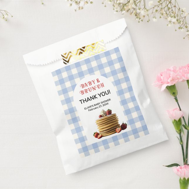 Baby & Brunch Blue Strawberry Pancakes Baby Shower Favour Bag (Sealed)