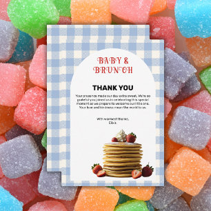 Baby & Brunch Blue Strawberry Pancakes Baby Shower Thank You Card