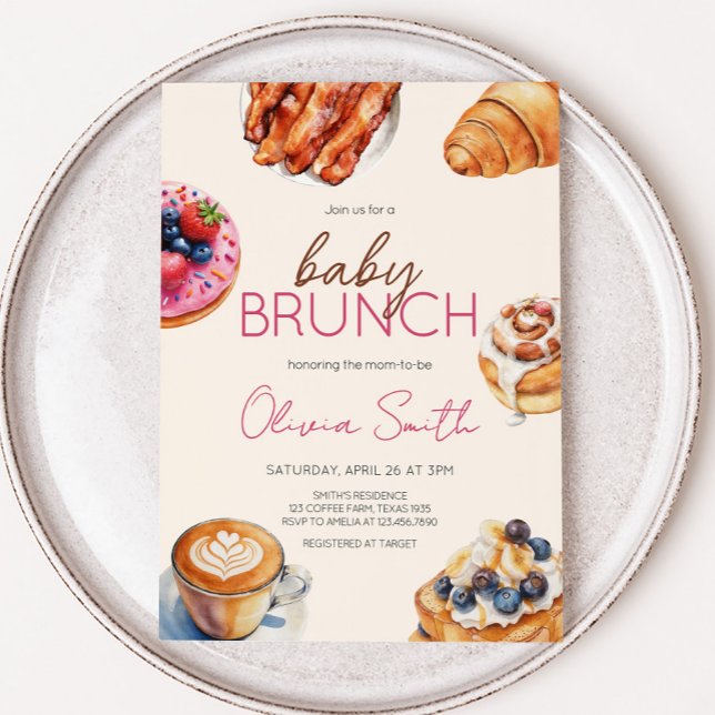 Baby Brunch Bread Pastries Baby Shower Invitation (Baby Brunch Baby Shower Invitation)
