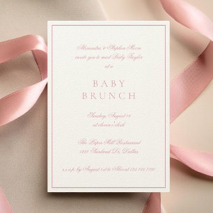 Baby Brunch Elegant Formal Calligraphy Pink Invitation