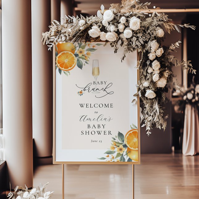 Baby Brunch Orange Cutie Baby Shower Welcome Sign (Creator Uploaded)