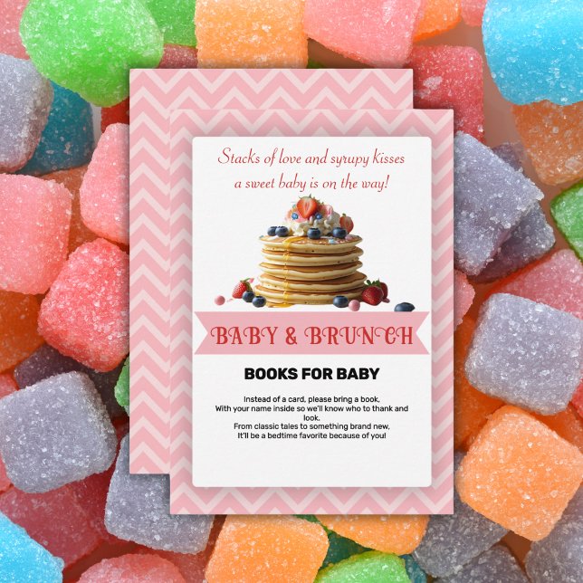 Baby & Brunch Pink Strawberry Pancakes Baby Shower Enclosure Card (Creator Uploaded)
