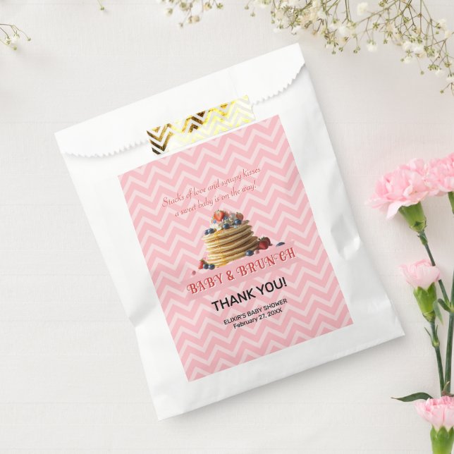 Baby & Brunch Pink Strawberry Pancakes Baby Shower Favour Bag (Sealed)