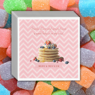 Baby & Brunch Pink Strawberry Pancakes Baby Shower Napkin