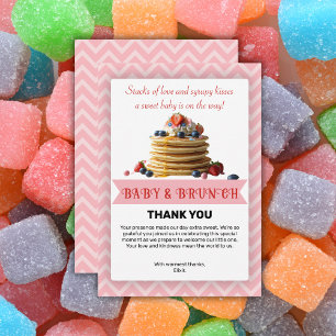 Baby & Brunch Pink Strawberry Pancakes Baby Shower Thank You Card