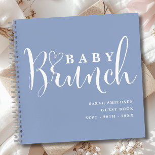 Baby Brunch Shower Boys Dusty Blue Guest Book