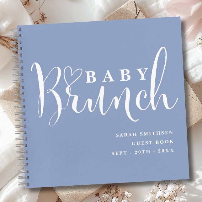 Baby Brunch Shower Boys Dusty Blue Guest Book (Creator Uploaded)