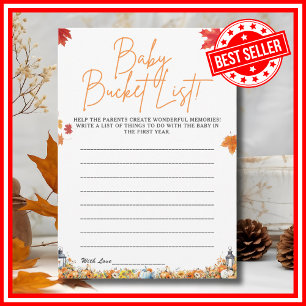 BABY BUCKET LIST Baby Shower Game Cute Bear Invitation