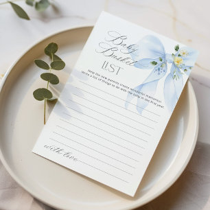 Baby bucket list Blue Bow baby shower card