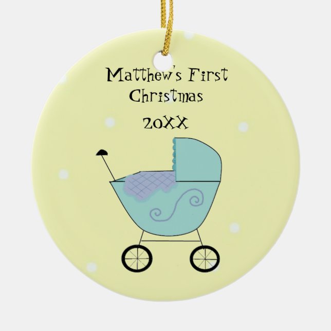 Baby Buggy Babies First Christmas Ceramic Tree Decoration (Front)
