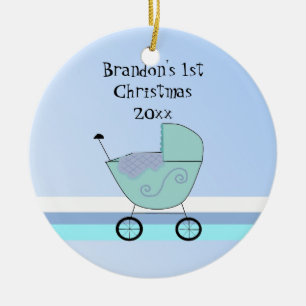 Baby Buggy First Christmas Ceramic Ornament