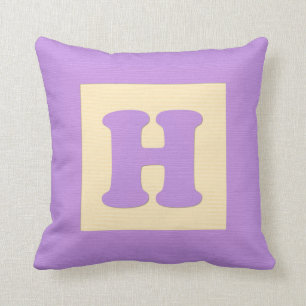 Baby building block throw pIllow letter H (purple)
