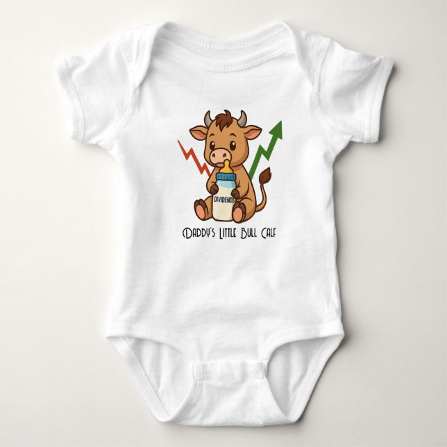 Baby Bull Calf Dividends Cute Trader Bodysuit (Front)