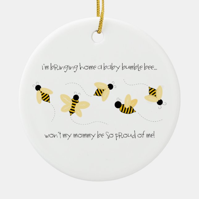 Baby Bumble Bee Ceramic Ornament (Front)