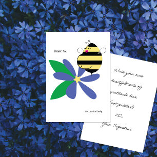 Baby Bump Mom Bee Blue Flower Thank You Card