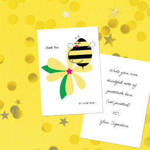 Baby Bump Mum Bee Yellow Flower Thank You Card