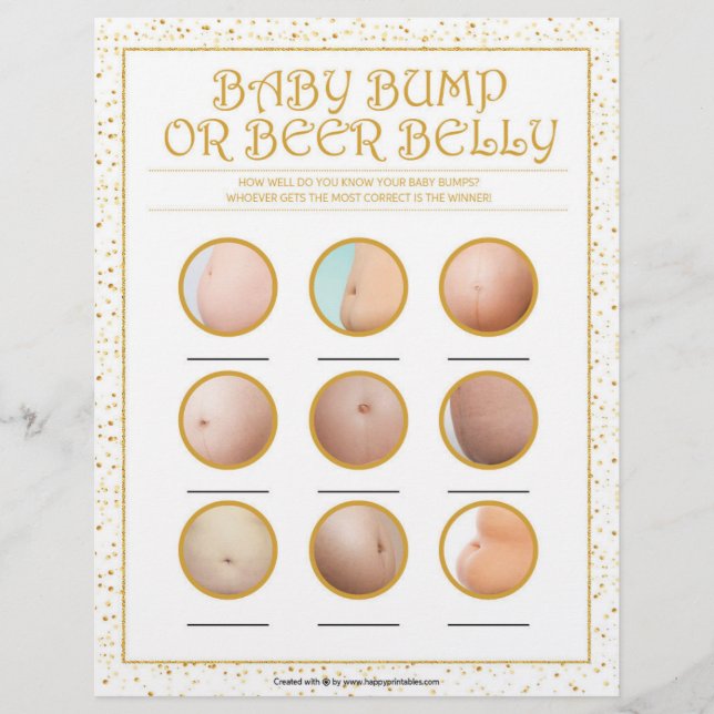Baby Bump Or Beer Belly [Golden Sparkles] Custom Letterhead (Front)