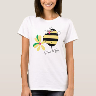 Baby Bump Yellow Floral Mum to Bee with Glasses T-Shirt