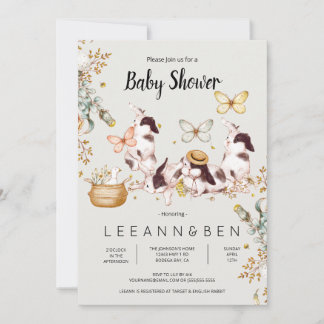 Baby Bunnies Rustic Country Baby Shower Invitation