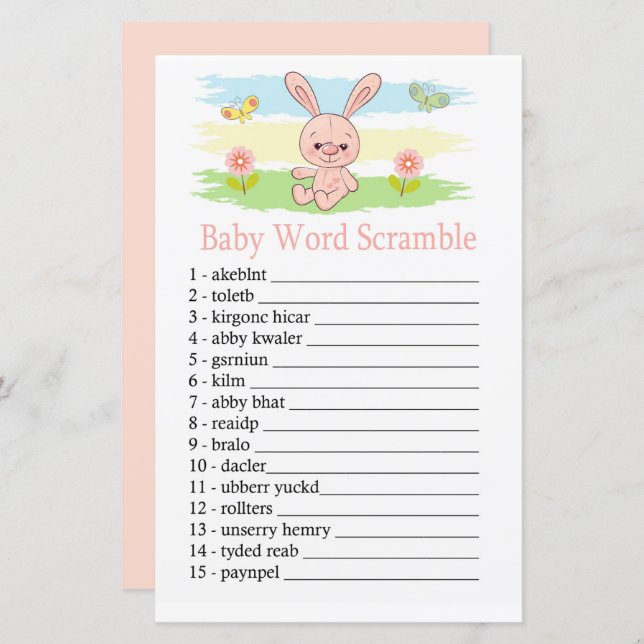 Baby bunny Baby word scramble game (Front/Back)