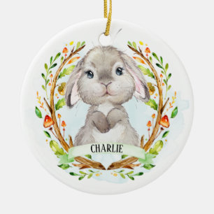 Baby Bunny Cute Ceramic Ornament