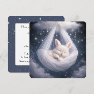 Baby Bunny Hanging from a Tulle Hammock Invitation