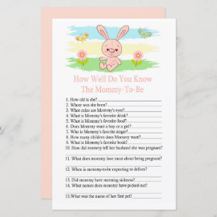 Baby bunny How well do you know baby shower game