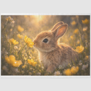 Baby Bunny in Buttercups Spring Decoupage Paper, Tissue Paper
