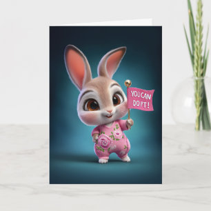 Baby Bunny in Cute Pink Romper Encouragement Card