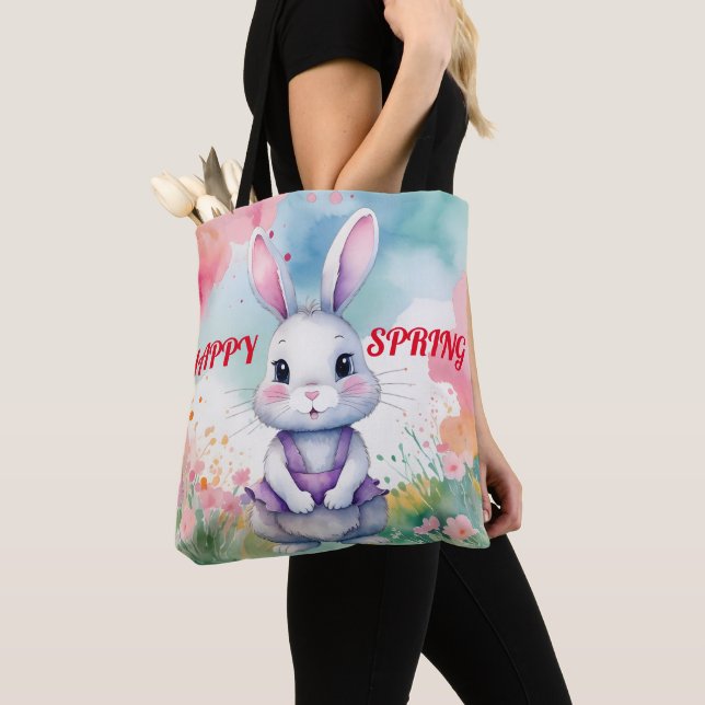 Baby Bunny in Spring  Tote Bag (Close Up)