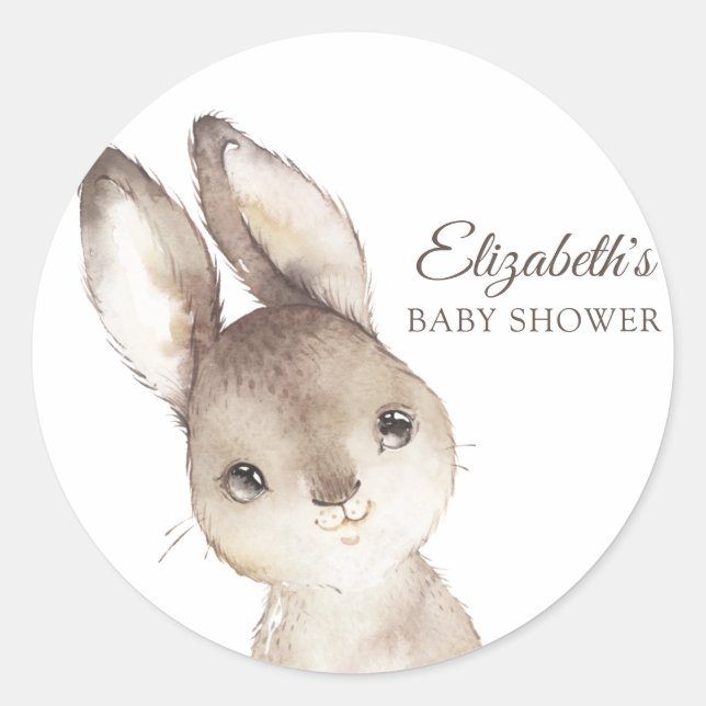 Baby Bunny Rabbit Baby Shower Classic Round Sticker (Front)