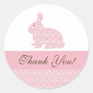 Baby Bunny Rabbit Baby Shower Sticker Thank You