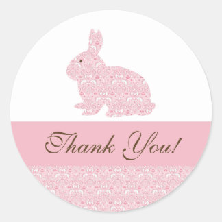 Baby Bunny Rabbit Baby Shower Sticker Thank You