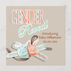 Baby bunny rabbit gender reveal invitation