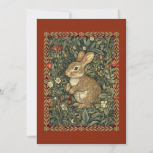 Baby Bunny Rabbit in William Morris Style Garden Invitation