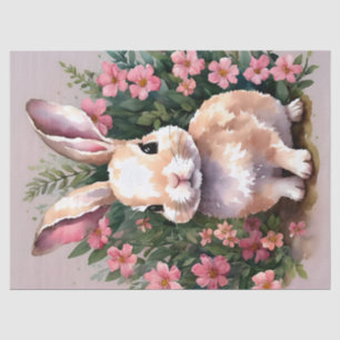 Baby Bunny Rabbit Pink Flowers Tissue Paper